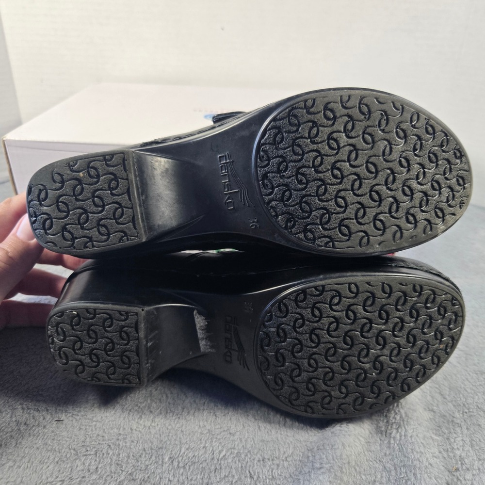 Dansko TamaraBlack Leather Buckle Strap Clogs Mary Jane Block Heel Shoes 36 - Picture 7 of 9